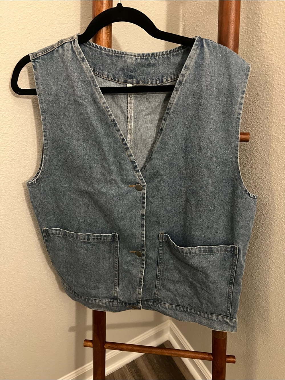 Othr Light Blue Denim Vest with Front Patch Pockets